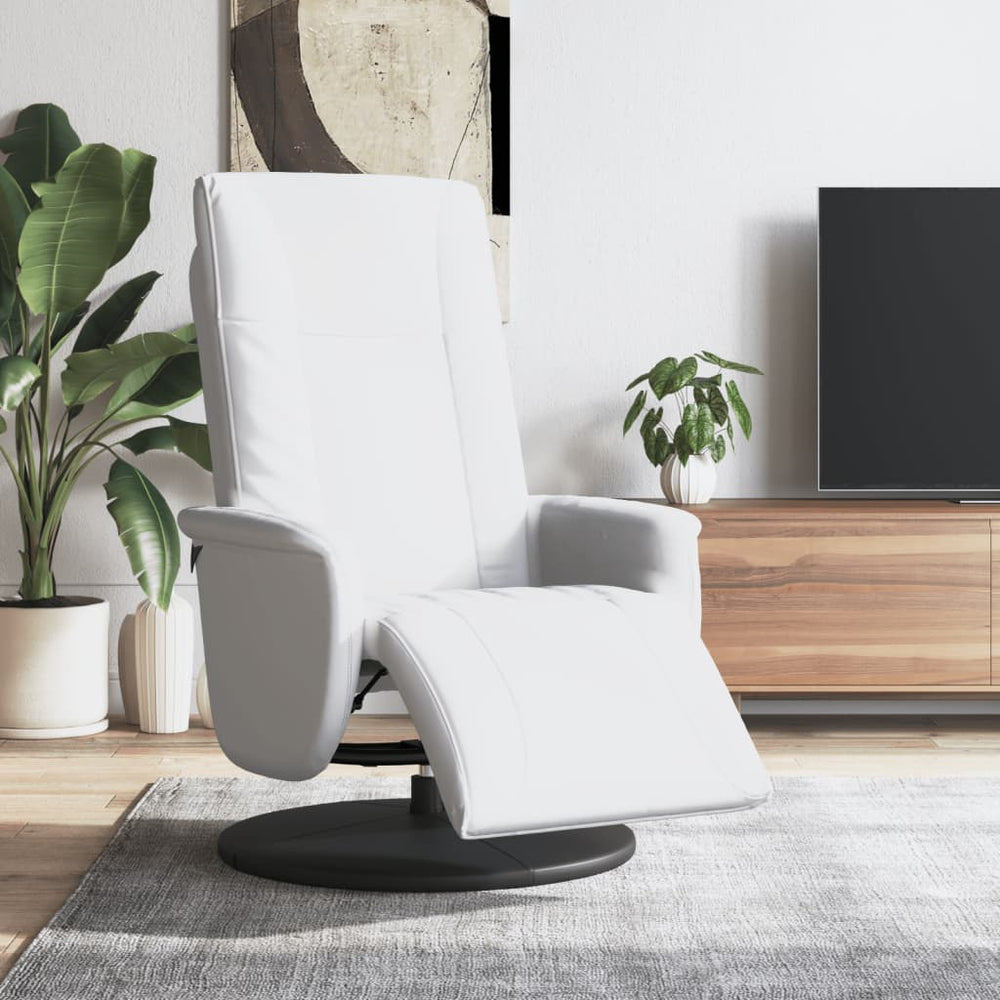 Relaxsessel Weiß Kunstleder mit Fußteil