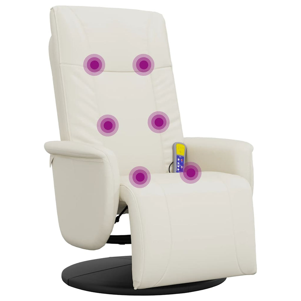 Massagesessel Creme Kunstleder mit Fußteil