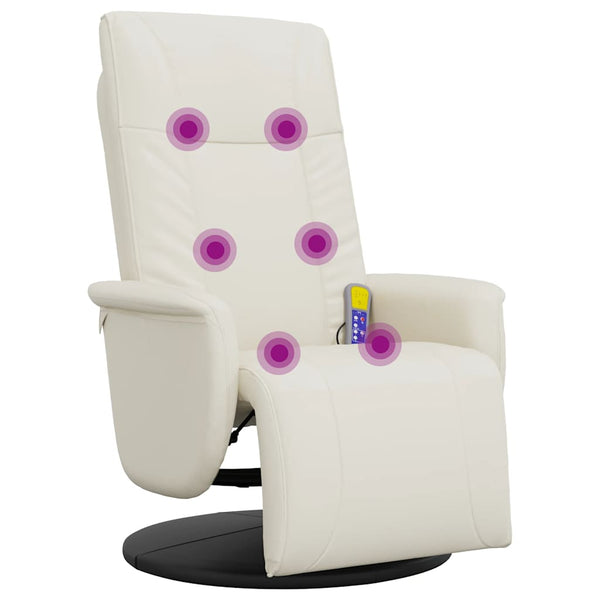 Massagesessel Creme Kunstleder mit Fußteil