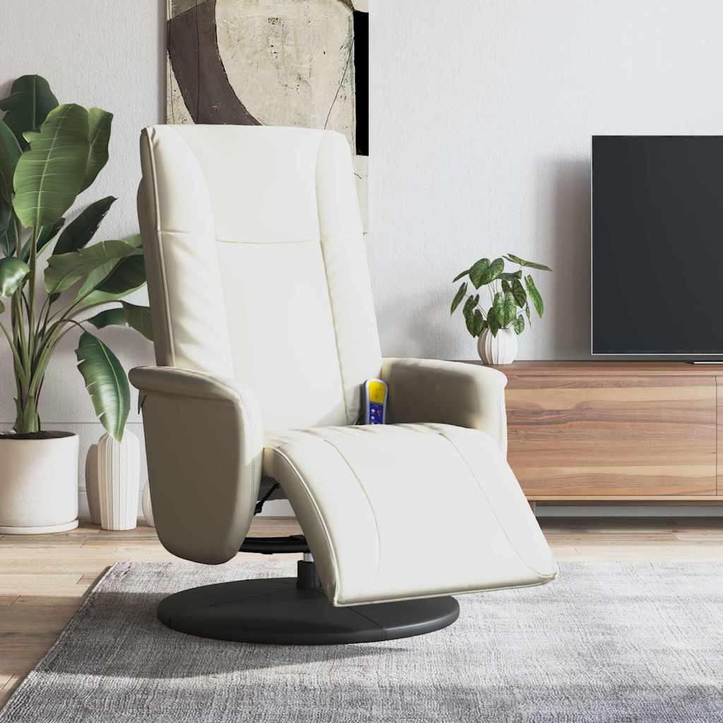 Massagesessel Creme Kunstleder mit Fußteil