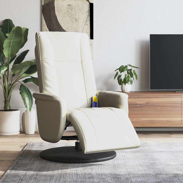 Massagesessel Creme Kunstleder mit Fußteil