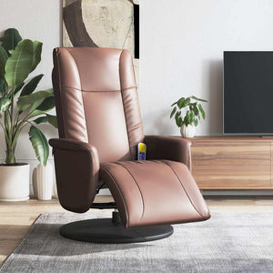 Massagesessel Braun Kunstleder mit Fußteil