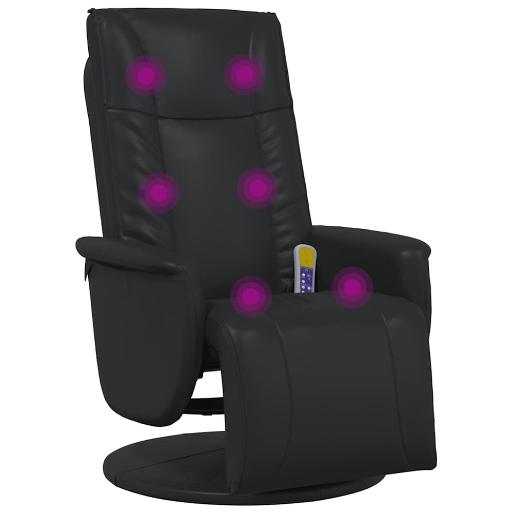 vidaXL Massage Recliner with Footrest Black Faux Leather