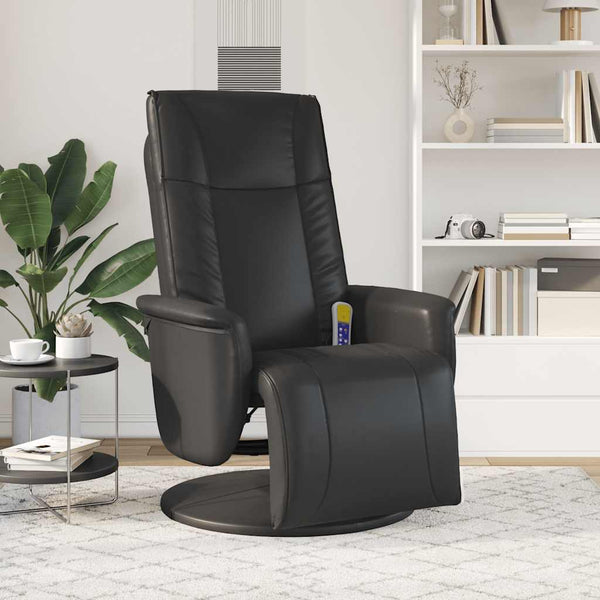 Massagesessel Schwarz Kunstleder mit Fußteil