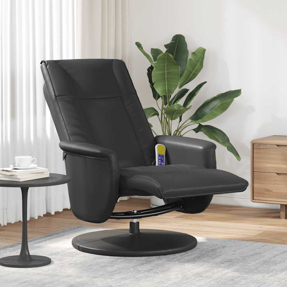vidaXL Massage Recliner with Footrest Black Faux Leather
