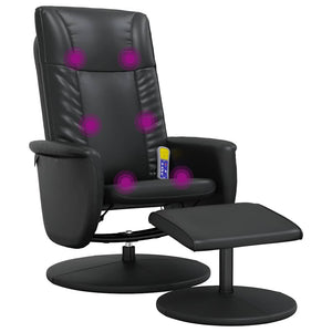 Massagesessel mit Hocker, Schwarz Kunstleder