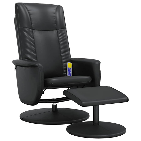 Massagesessel mit Hocker, Schwarz Kunstleder