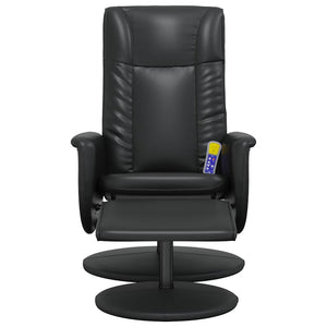 Massagesessel mit Hocker, Schwarz Kunstleder