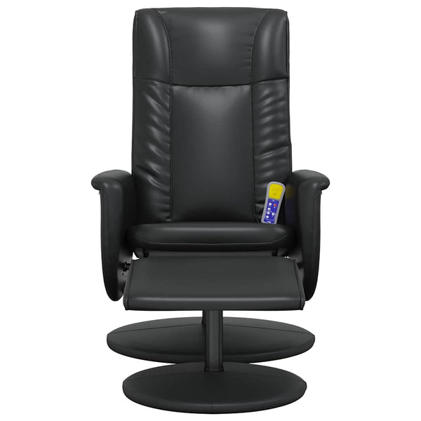Massagesessel mit Hocker, Schwarz Kunstleder