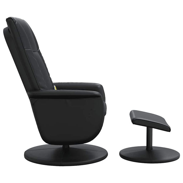 Massagesessel mit Hocker, Schwarz Kunstleder