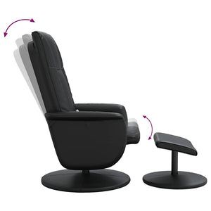 Massagesessel mit Hocker, Schwarz Kunstleder