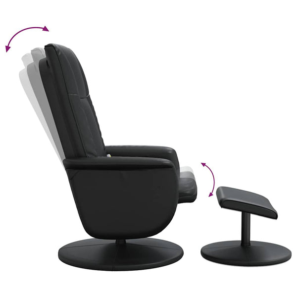 Massagesessel mit Hocker, Schwarz Kunstleder