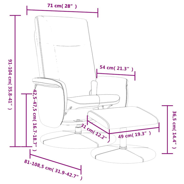 Massagesessel mit Hocker, Schwarz Kunstleder