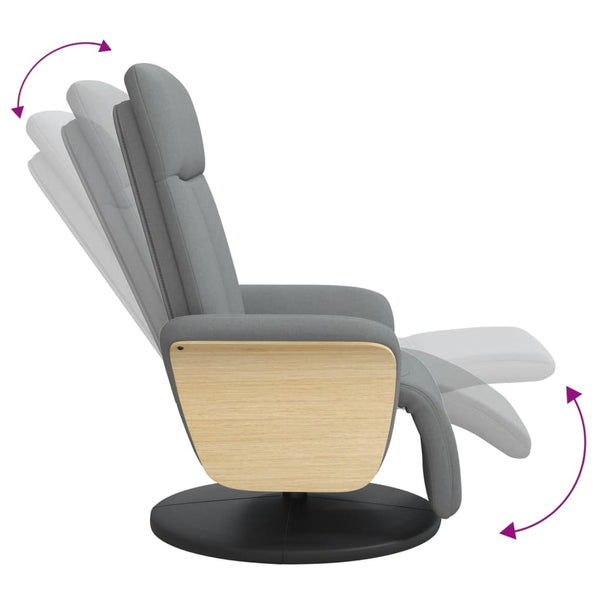 vidaXL Recliner with Footrest Light Grey Fabric