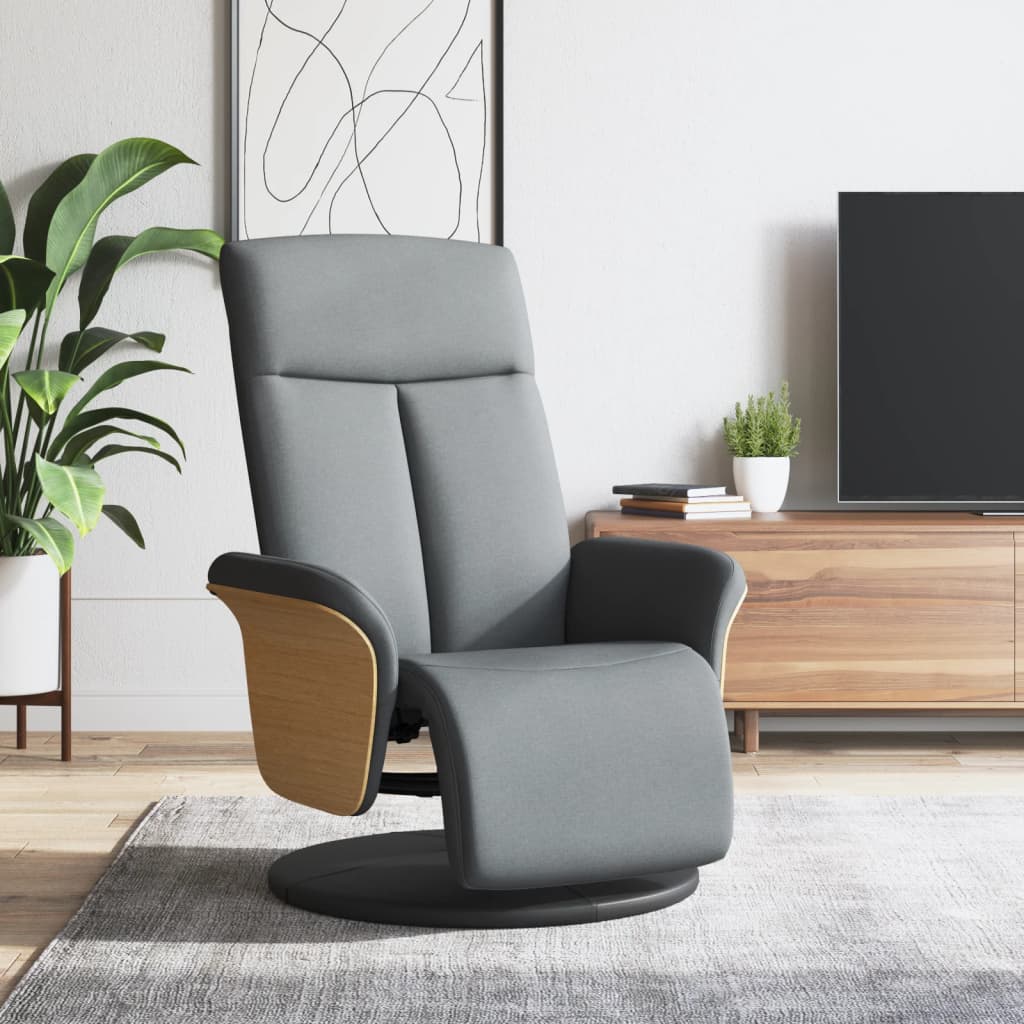vidaXL Recliner with Footrest Light Grey Fabric