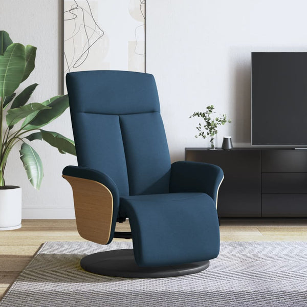 vidaXL Fauteuil relax avec repose-pieds tissu bleu