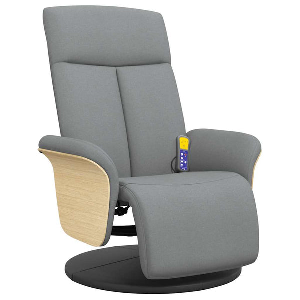 vidaXL Massage Recliner with Footrest Light Gray Fabric