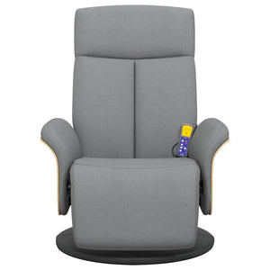 vidaXL Massage Recliner with Footrest Light Gray Fabric