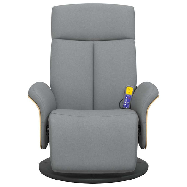 vidaXL Massage Recliner with Footrest Light Gray Fabric