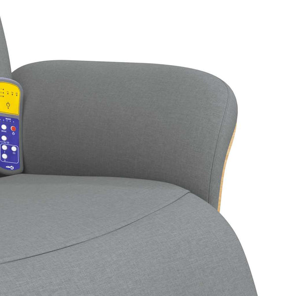vidaXL Massage Recliner with Footrest Light Gray Fabric