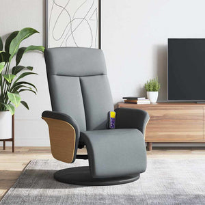 vidaXL Massage Recliner with Footrest Light Gray Fabric