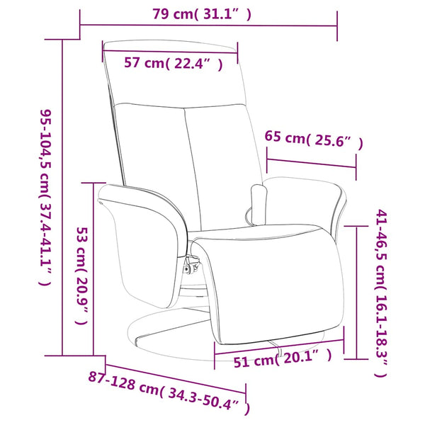 Massagesessel Taupe mit Fußteil