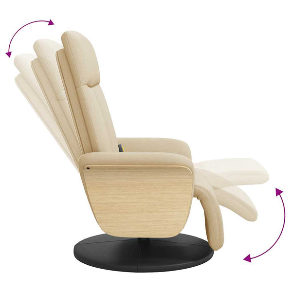 Massagesessel Creme Stoff mit Fußteil