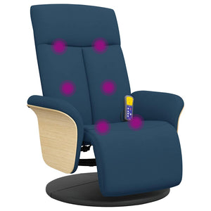 Blauer Massagesessel mit Fußteil