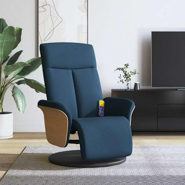 Blauer Massagesessel mit Fußteil