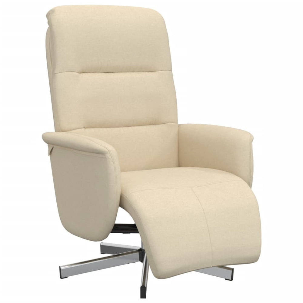 Relaxsessel mit Hocker, Creme Stoff