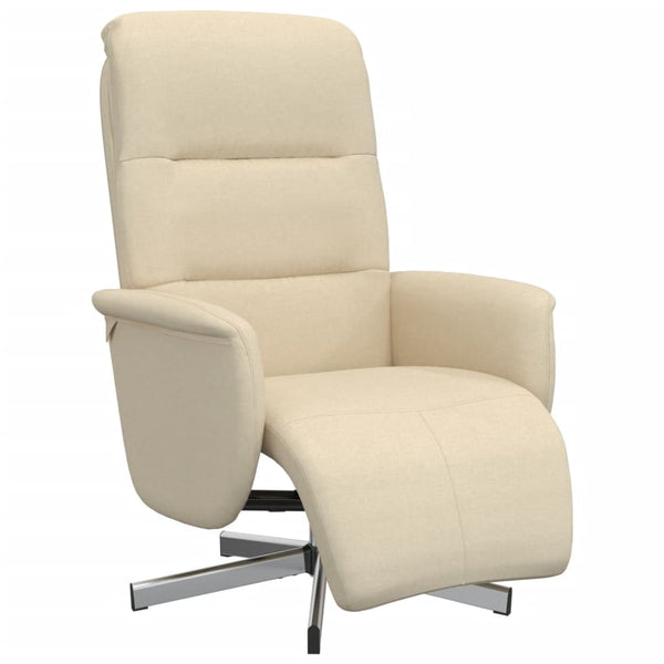 Relaxsessel mit Hocker, Creme Stoff