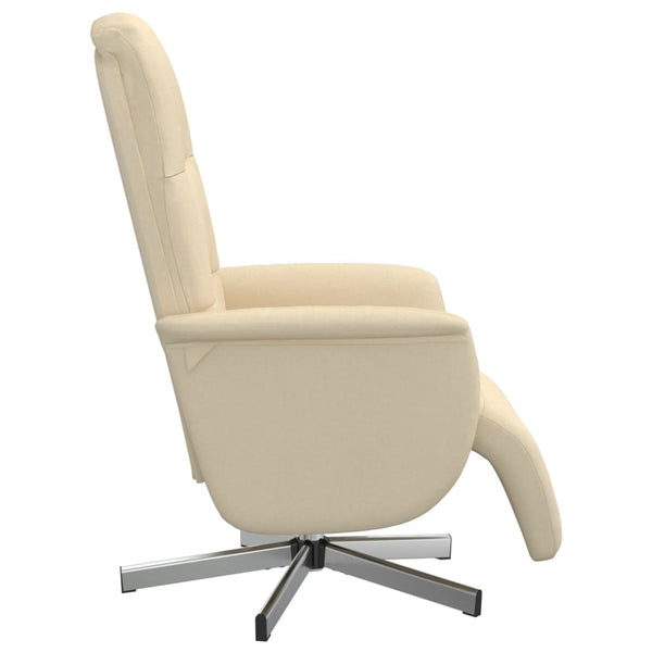 Relaxsessel mit Hocker, Creme Stoff