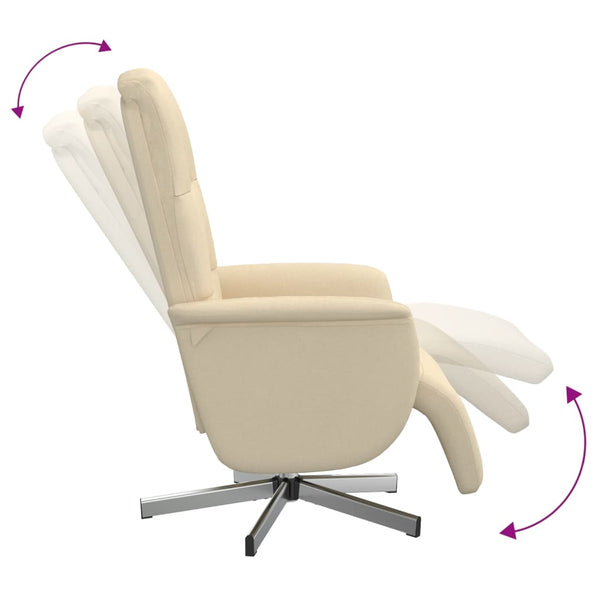Relaxsessel mit Hocker, Creme Stoff