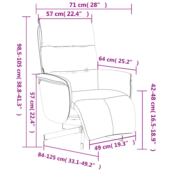 Relaxsessel mit Hocker, Creme Stoff