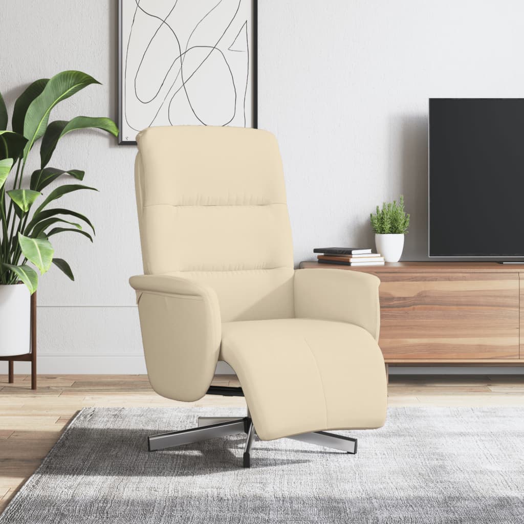 Relaxsessel mit Hocker, Creme Stoff