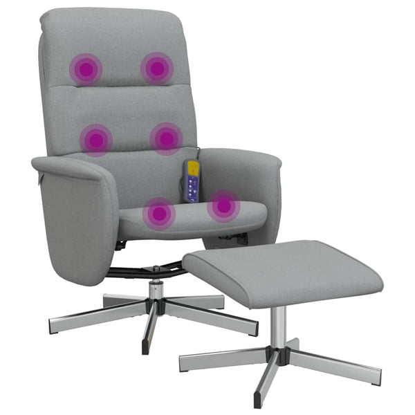 Massagesessel mit Hocker, Hellgrau