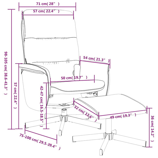 Massagesessel mit Hocker, Hellgrau