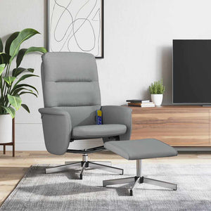 Massagesessel mit Hocker, Hellgrau
