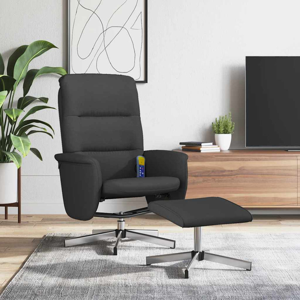 Massagesessel mit Hocker, Schwarz