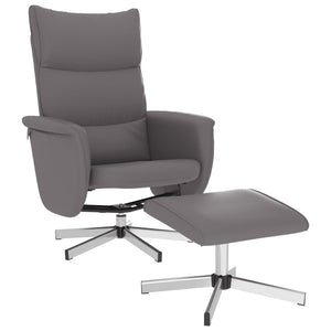 Relaxsessel Grau mit Hocker Kunstleder