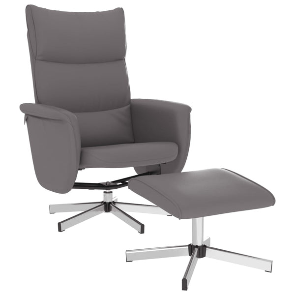Relaxsessel Grau mit Hocker Kunstleder
