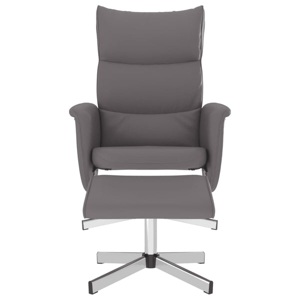 Relaxsessel Grau mit Hocker Kunstleder