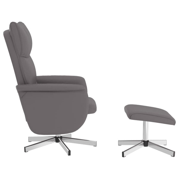 Relaxsessel Grau mit Hocker Kunstleder