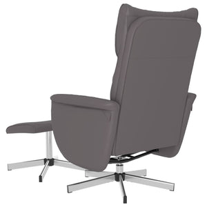 Relaxsessel Grau mit Hocker Kunstleder