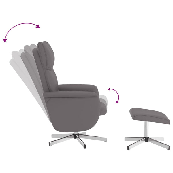 Relaxsessel Grau mit Hocker Kunstleder