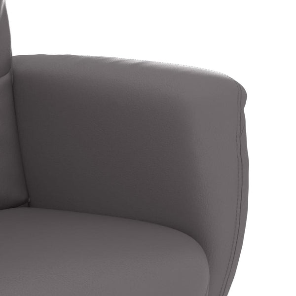 Relaxsessel Grau mit Hocker Kunstleder