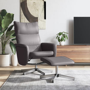 Relaxsessel Grau mit Hocker Kunstleder