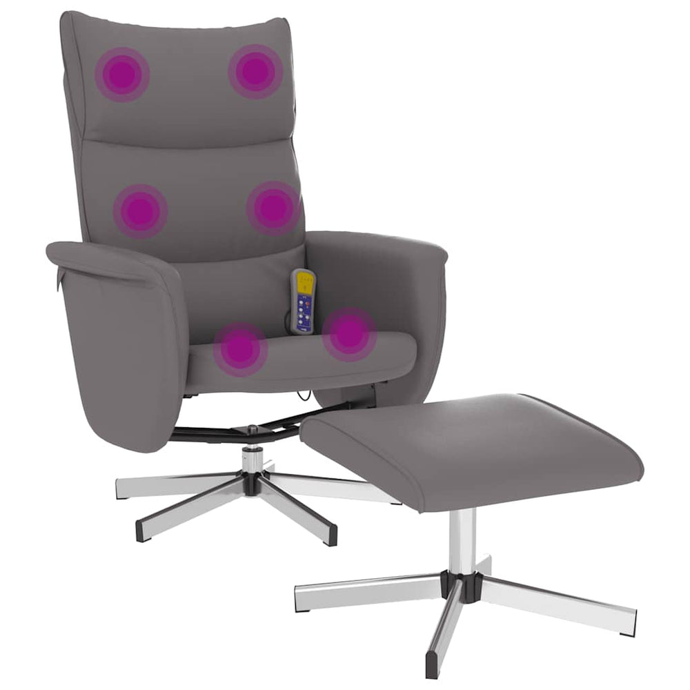 Massagesessel mit Hocker Grau Kunstleder