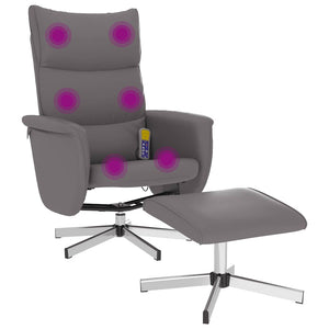Massagesessel mit Hocker Grau Kunstleder