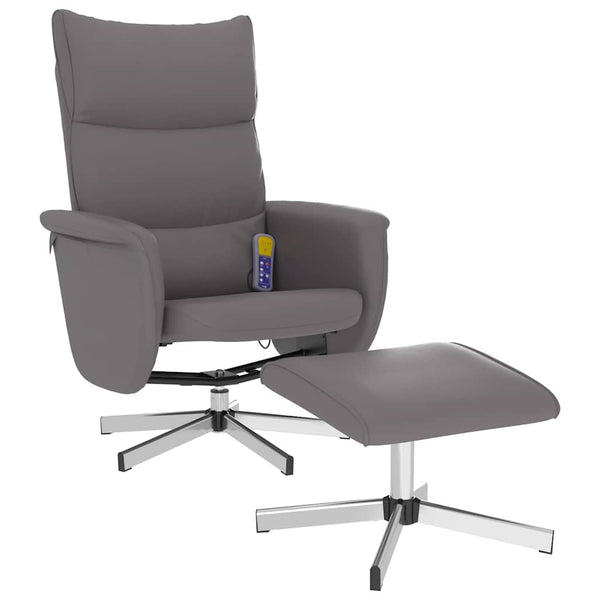 Massagesessel mit Hocker Grau Kunstleder